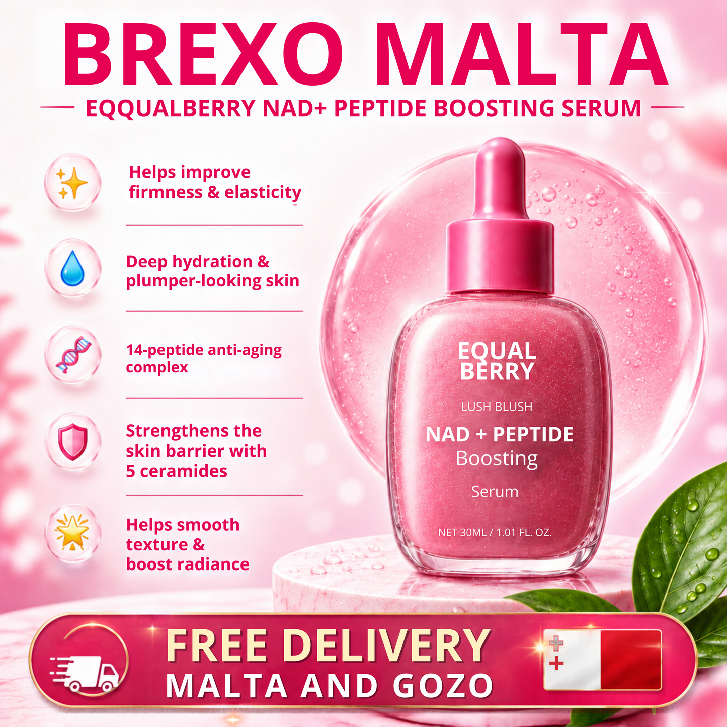 EQQUALBERRY NAD+ Peptide Boosting Smoothie Serum 30ml